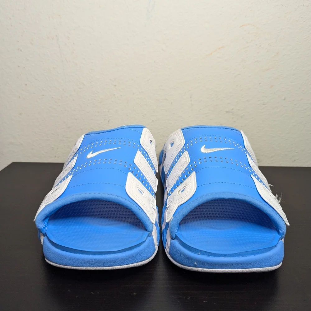 Nike Mens Sizes Air More Uptempo Slides University Blue White UNC Slippers - Picture 3 of 6